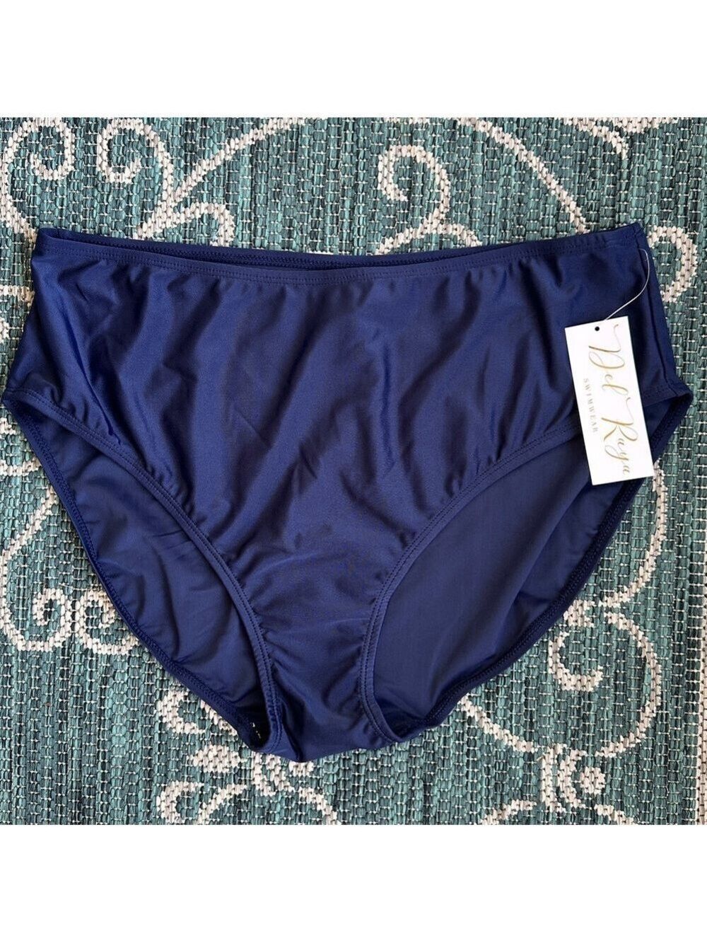 NWT Del Raya Navy Women’s High Waisted Bikini Bottom Size 14